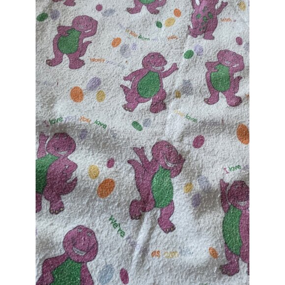 Vintage Barney Baby Blanket 59 X 42 Polyester Blend Satin Trim - Picture 7 of 11
